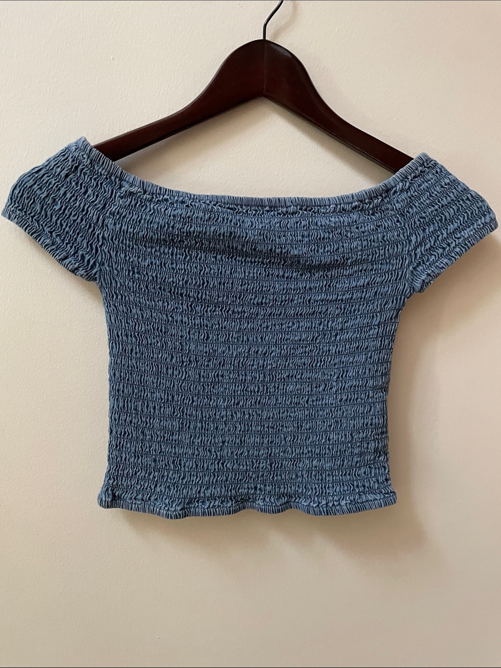 Urban Heritage Cotton Smocked Off-Shoulder Crop Top